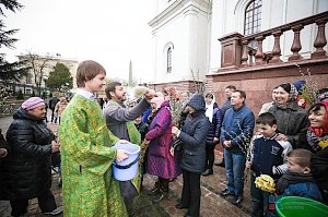 В Симферопольском храме православные освятили веточки вербы