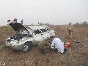 В ДТП на трассе «Керчь-Феодосия» перевернулся автомобиль ВАЗ